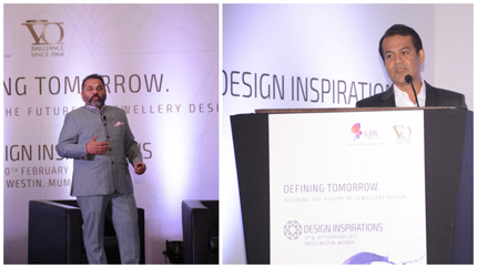 (l) Biren Vaidya (MD, Rose Group) and Colin Shah (Member Promotions, Marketing & Business Development, GJEPC and Director, Kama Schachter Jewelry) addressing the gathering at Design Inspirations 2017  