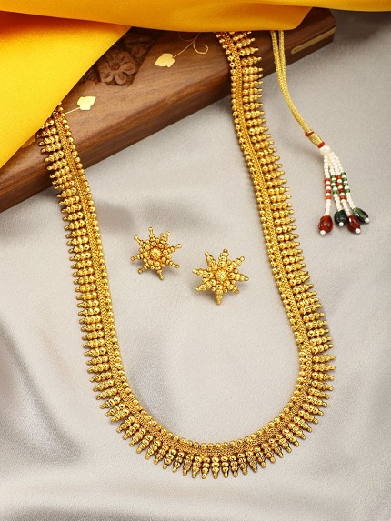 Buy Kerala Light Weight Gold Design 2 Line Gold Beads 32 Mango Long Haram  Gold Inspired Imitation Haram Online