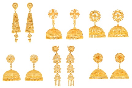 Elegant peacock shaped 22k earrings | PC Chandra Jewellers