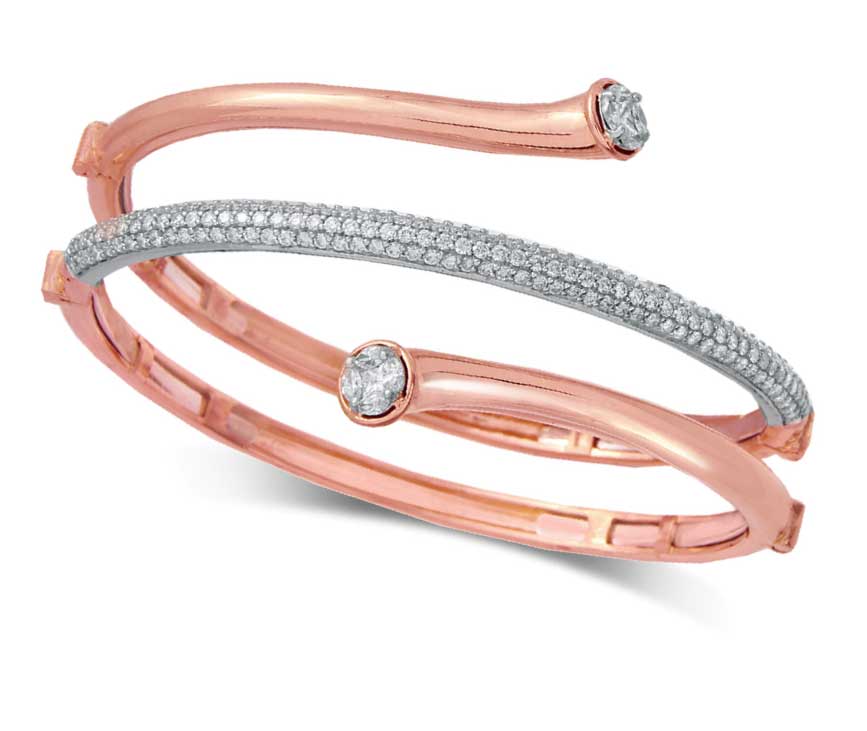 Bracelet crafted in 18 K rose gold and set with round brilliant diamonds, Anmol