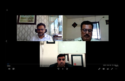 (Clockwise from top left) GJEPC MSME Convener Manish Jivani, GJEPC Membership Head Mithilesh Pandey, and Guest Speaker Mihir Turakhia, Partner, Novel Exim