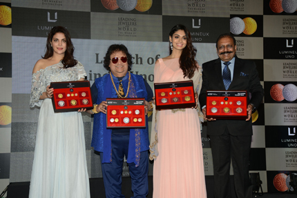 Bappi Lahiri, Afreen Vaz, Ankita Shorey & Sanjeev Agarwal at Lumineux Uno Coins Launch